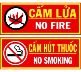 Biển cấm Thuốc lá + Biển cấm lửa