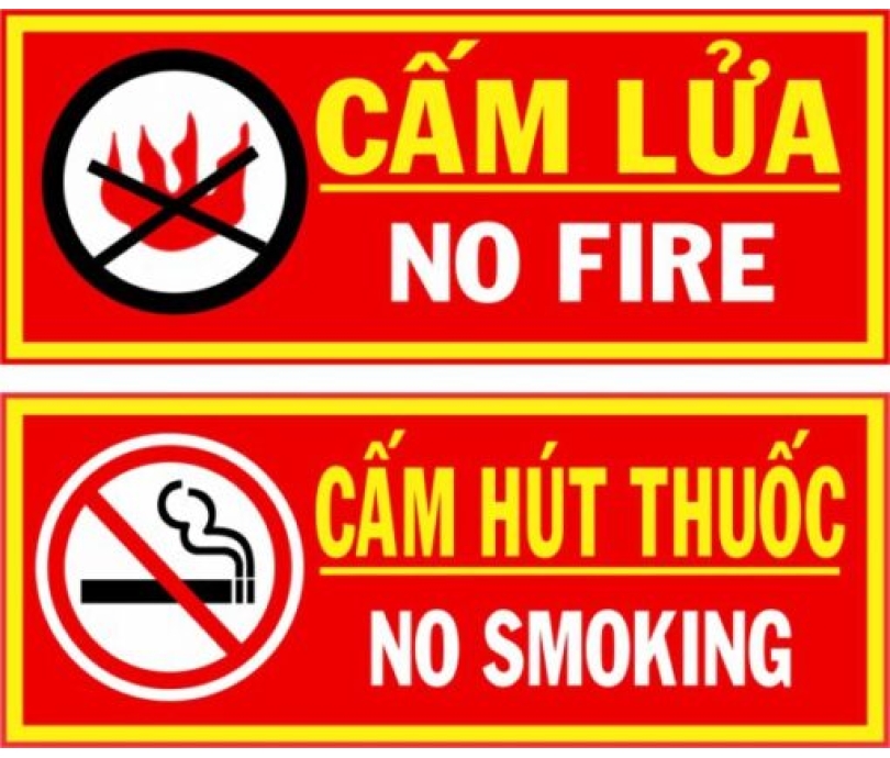 Biển cấm Thuốc lá + Biển cấm lửa